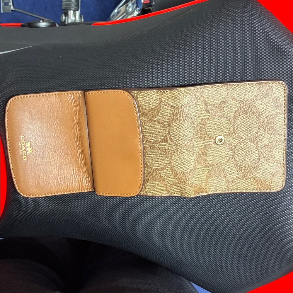 Coach Brown and Gold Compact Tri-Fold Wallet - Picture 3 of 14